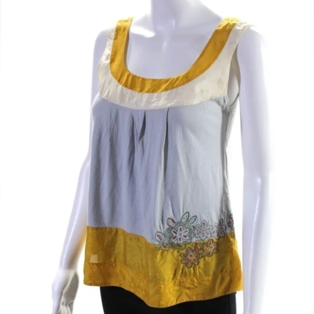 Johnny Was Womens Silk-Blend Embroidered Striped Tank - Picture 3 of 10